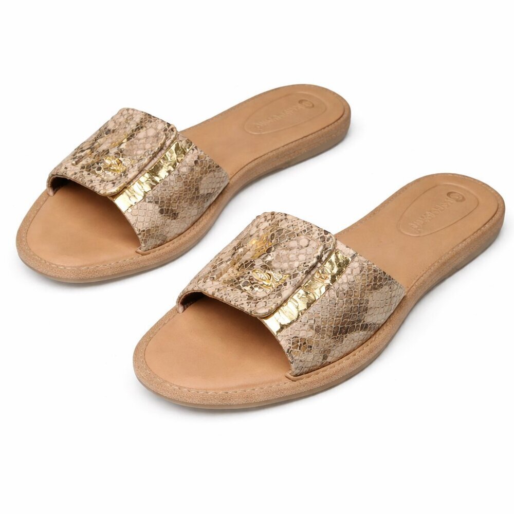 Corso Como Bahlia Sandals Snake Print Buckle Slides Shoes – Size 9M Coastal Chic